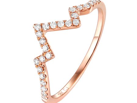 Rose Gold Diamond Heart Beat Ring - S2012253 Cheap