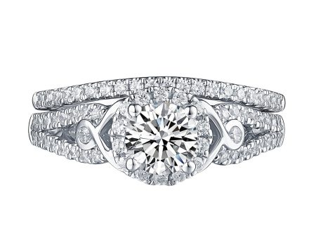 White Gold Round Engagement Ring S201644A and Band S201644B Online