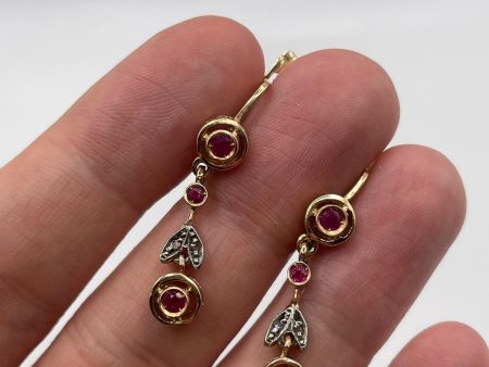 14ct gold ruby and diamond earrings Online Sale