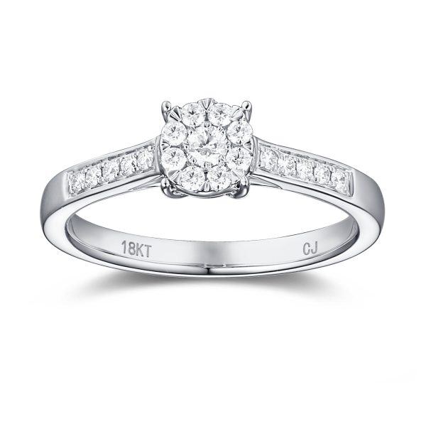 White Gold Diamond Cluster Promise Ring - S2012172 Online