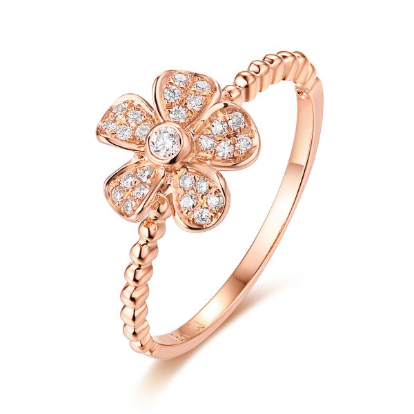 Rose Gold Diamond Fashion Flower Ring - S2012227 Online Sale