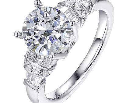 Fancy Cut Round and Taper Diamond Engagement Ring S2012087A Online Hot Sale