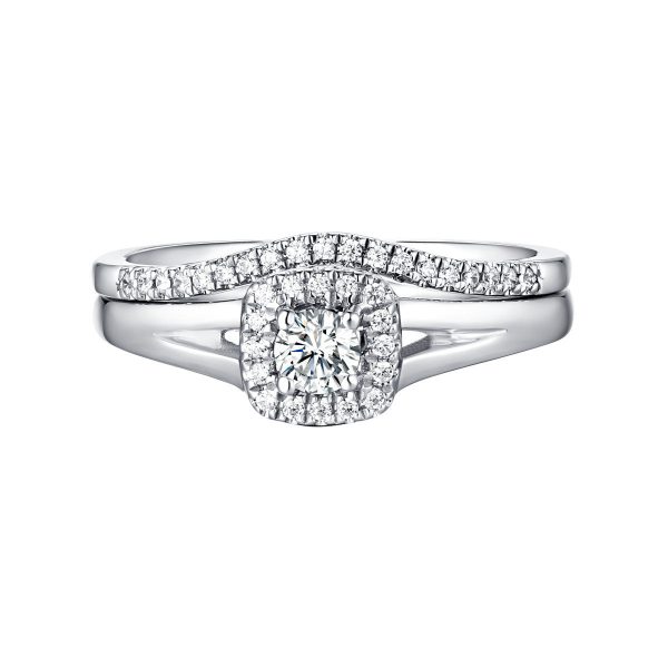 Beau Diamond Engagement Ring S201858A and Band Set S201858B For Sale