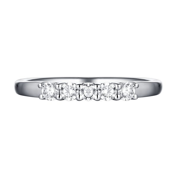 14KT White Gold 5 Diamond Prong Band - S201978B Online now