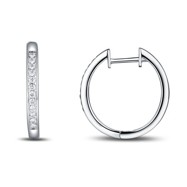 White Gold Diamond Hoop Earrings - S2012124 Discount