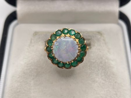 14ct rose gold black opal and emerald ring Online Hot Sale