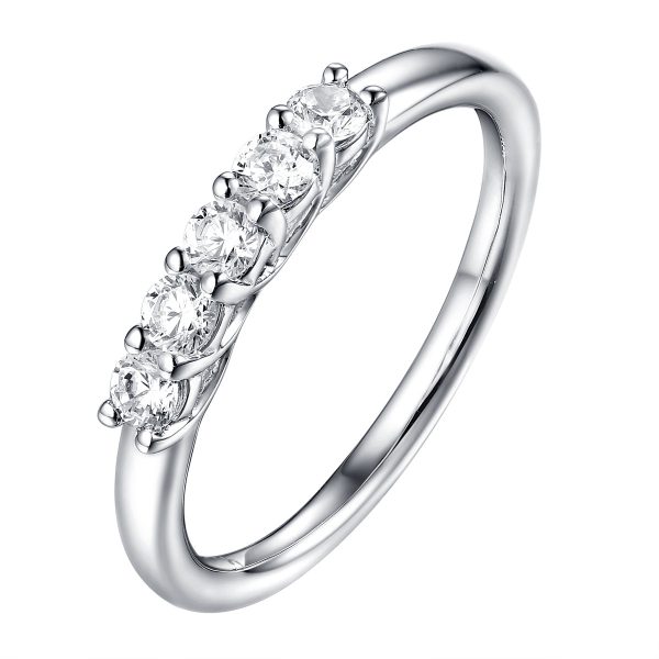 14KT White Gold 5 Diamond Prong Band - S201978B Online now