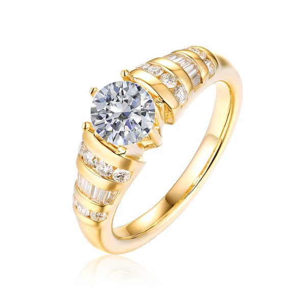 Fancy Cut Round and Taper Diamond Engagement Ring S2012089A Hot on Sale