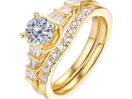 Fancy Cut Round and Taper Diamond Engagement Ring S2012081A and Matching Wedding Ring S2012081B on Sale