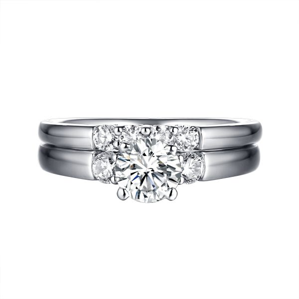 Solitaire Plus Engagement Ring S201997A and Wedding Band Set S201997B Fashion