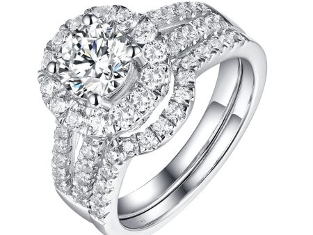 White Gold Round Engagement Ring S2016114A and Band S2016114B Online Hot Sale