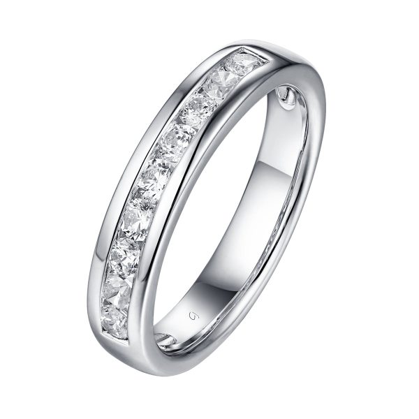 14KT White Gold 9 Diamond Channel Band - S201984B Hot on Sale