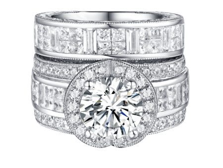 Bold Diamond Engagement Ring S201843A and Band Set S201843B For Sale