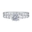 Fancy Cut Round and Taper Diamond Engagement Ring S2012082A and Matching Wedding Ring S2012082B For Cheap