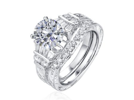 Fancy Cut Round and Taper Diamond Engagement Ring S2012083A and Matching Wedding Ring S2012083B Online