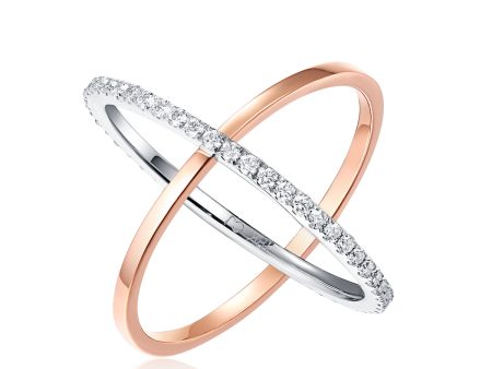 Rose Gold and White Gold Diamond Fashion Ring - S2012202 Cheap