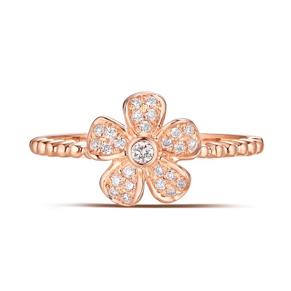 Rose Gold Diamond Fashion Flower Ring - S2012227 Online Sale