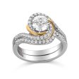 Modern Two Tone Engagement Ring S201791A and Band Set S201791B Online Sale