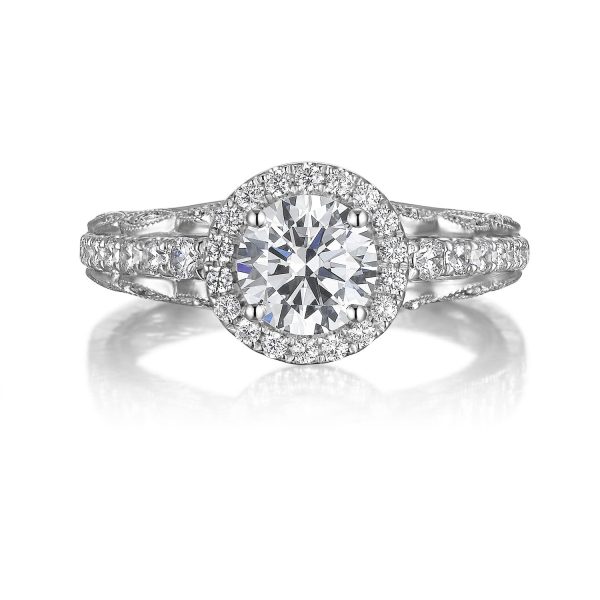 Round Diamond Halo Engagement Ring S201535A and Band Set S201535B Online Hot Sale