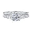 Fancy Cut Round and Taper Diamond Engagement Ring S2012077A and Matching Wedding Ring S2012077B For Cheap