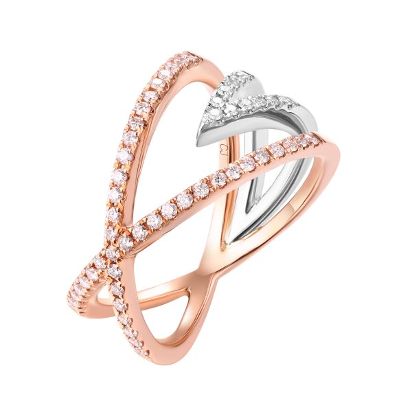 Rose Gold and White Gold Diamond Fashion Ring - S2012205 For Cheap