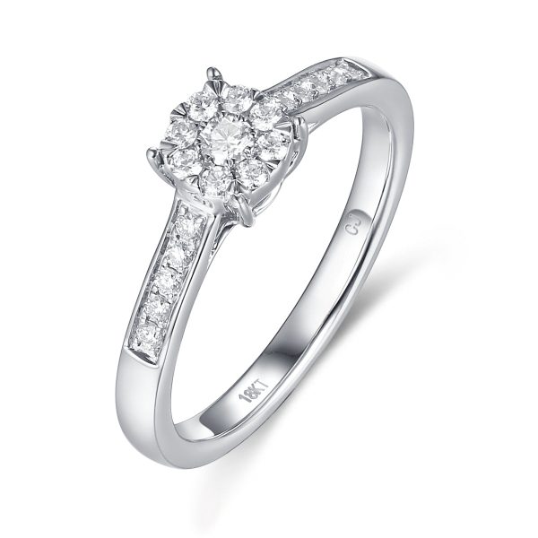 White Gold Diamond Cluster Promise Ring - S2012172 Online