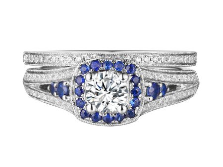 Precious Diamond Engagement Ring S201832A and Band Set S201832B For Sale