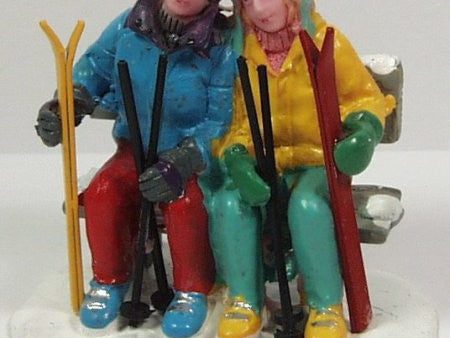 Boy & girl skiiers on bench figures : Standard ga & G ga on Sale