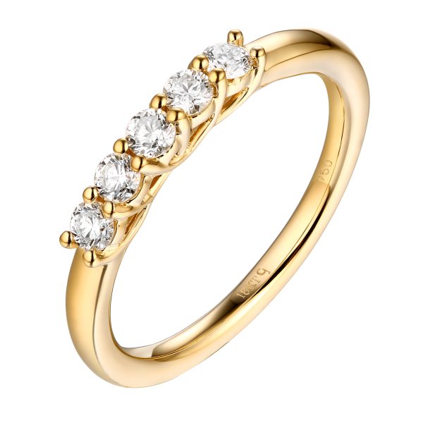 14KT Yellow Gold 5 Diamond Band - S201978B Cheap