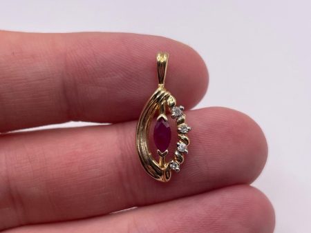 14ct gold ruby and diamond pendant For Discount