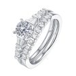 Fancy Cut Round and Taper Diamond Engagement Ring S2012082A and Matching Wedding Ring S2012082B For Cheap