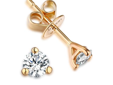 Yellow Gold Solitaire Earring 14 KT in 0.33 Ct Tw | S201971 Hot on Sale