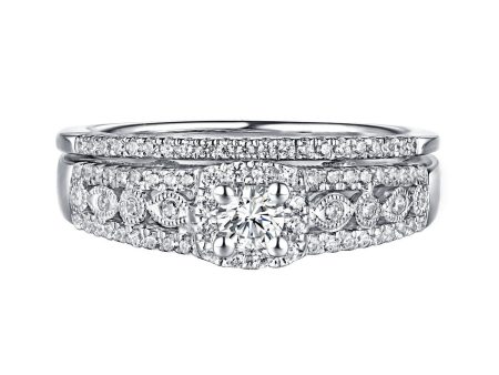 Beau Diamond Engagement Ring S201865A and Band Set S201865B For Sale