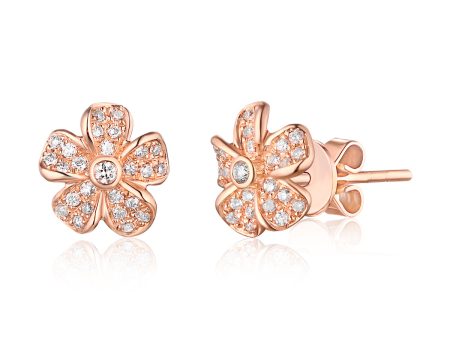 Rose Gold Diamond Fashion Flower Earrings - S2012228 Discount