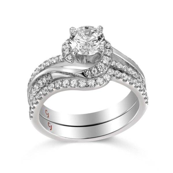 Modern Engagement Ring S201796A and Band Set S201796B Sale