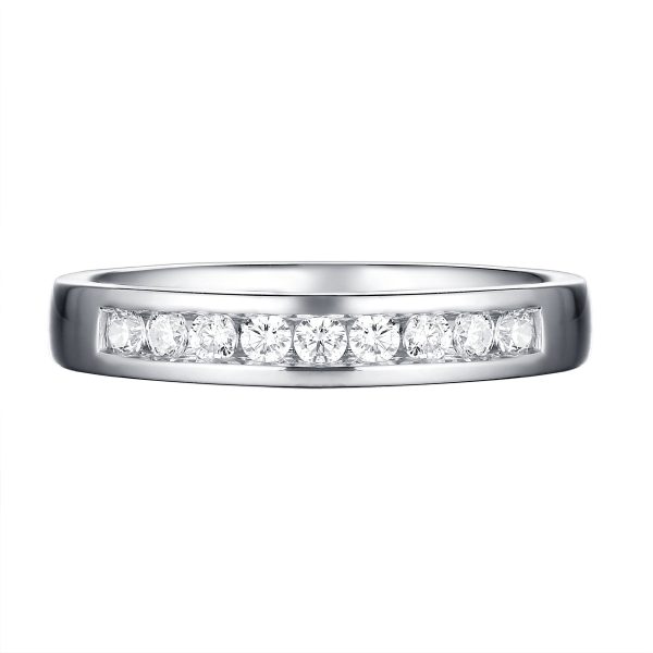 14KT White Gold 9 Diamond Channel Band - S201983B Supply