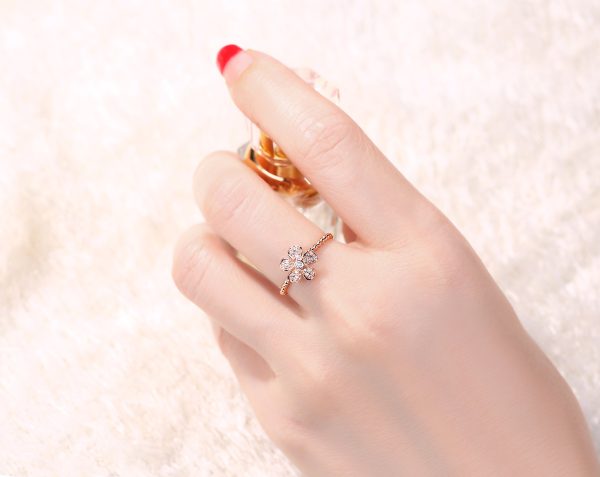 Rose Gold Diamond Fashion Flower Ring - S2012227 Online Sale