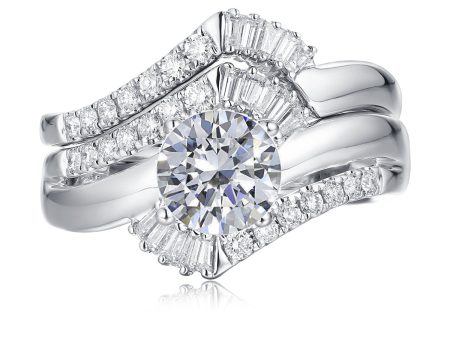 Fancy Cut Round and Taper Diamond Engagement Ring S2012085A and Matching Wedding Ring S2012085B on Sale