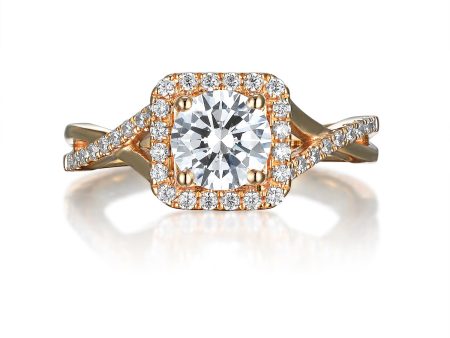 Round Diamond Halo Engagement Ring S201536A and Band Set S201536B Online