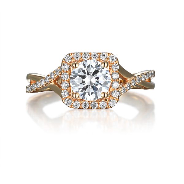 Round Diamond Halo Engagement Ring S201536A and Band Set S201536B Online