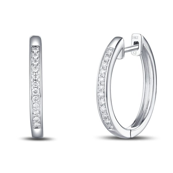 White Gold Diamond Hoop Earrings - S2012124 Discount