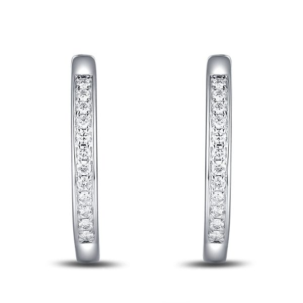 White Gold Diamond Hoop Earrings - S2012124 Discount