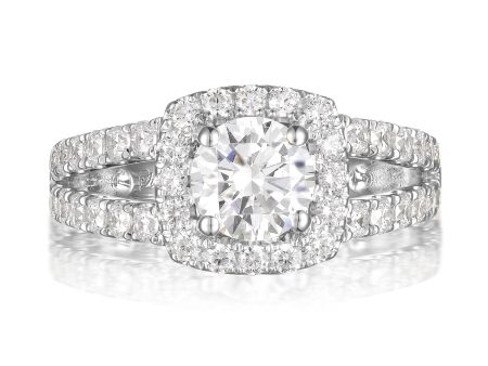 Round Diamond Halo Engagement Ring S201538A and Band Set S201538B on Sale