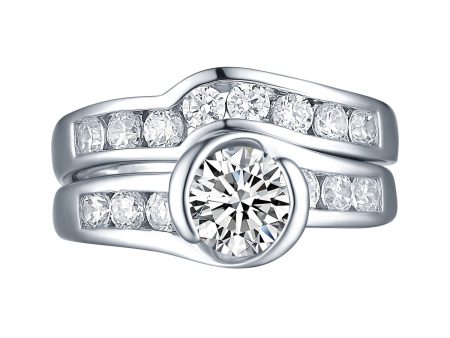 White Gold Round Engagement Ring S2016112A and Band S2016112B Online Sale