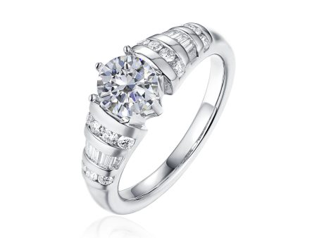 Fancy Cut Round and Taper Diamond Engagement Ring S2012089A Hot on Sale