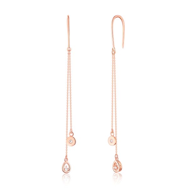 Rose Gold Diamond Drop Earrings - S2012293 on Sale