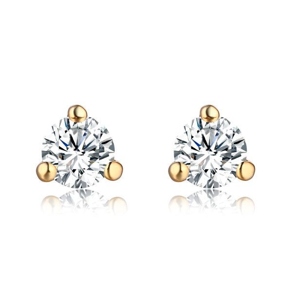 Yellow Gold Solitaire Earring 14 KT in 0.33 Ct Tw | S201971 Hot on Sale