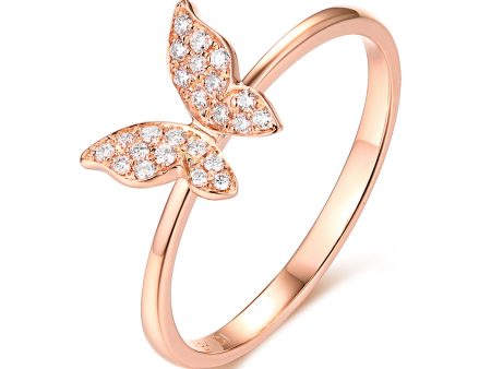 Rose Gold Diamond Fashion Butterfly Ring - S2012214 on Sale