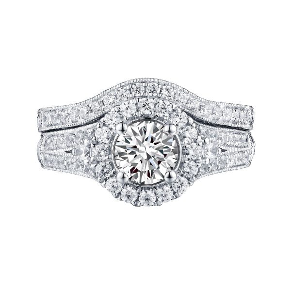 Round  Engagement Ring S201595A and Band Set S201595B Cheap