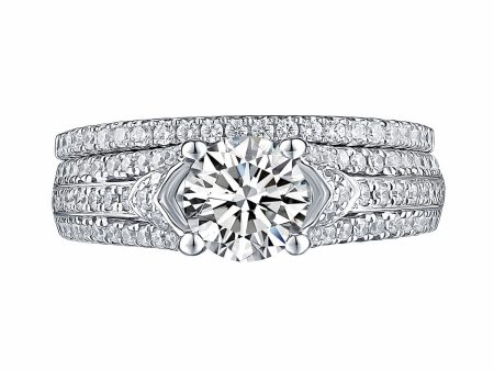 White Gold Round Engagement Ring S201650A and Band S201650B Online